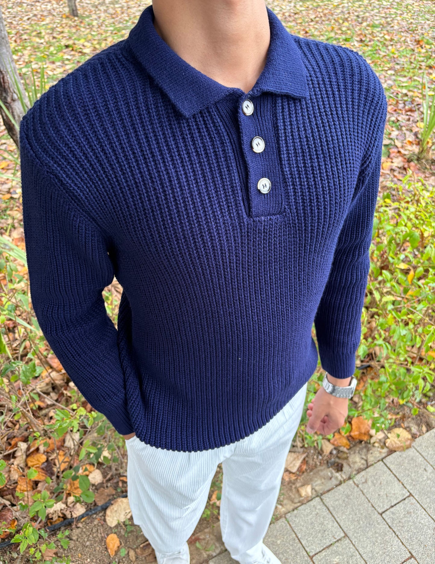 PREMİUM KALİTE DÜĞMELİ POLO YAKA OVERSİZE TRİKO LACİVERT