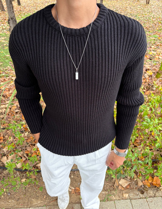 PREMİUM KALİTE BİSİKLET YAKA OVERSİZE TRİKO SİYAH