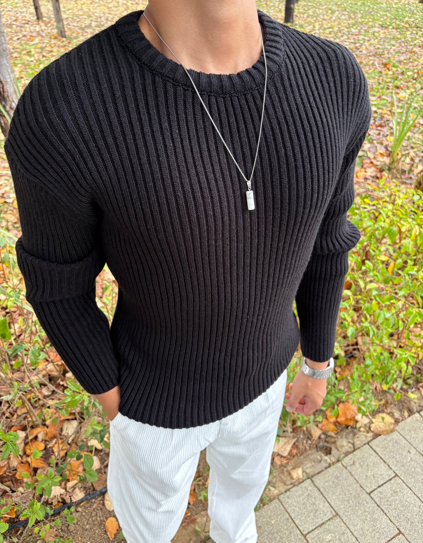 PREMİUM KALİTE BİSİKLET YAKA OVERSİZE TRİKO SİYAH