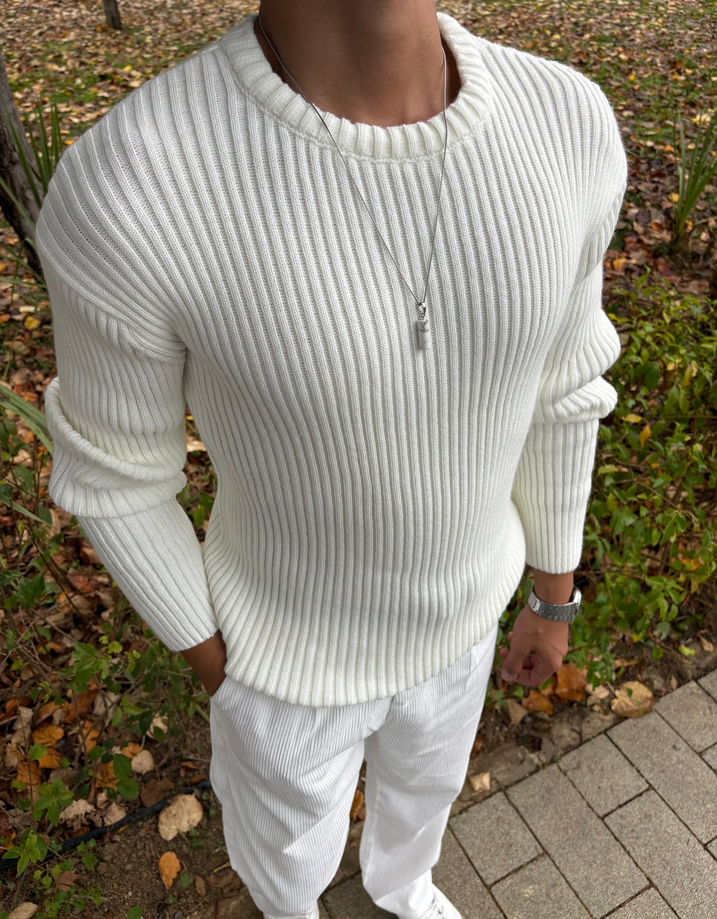 PREMİUM KALİTE BİSİKLET YAKA OVERSİZE TRİKO BEYAZ