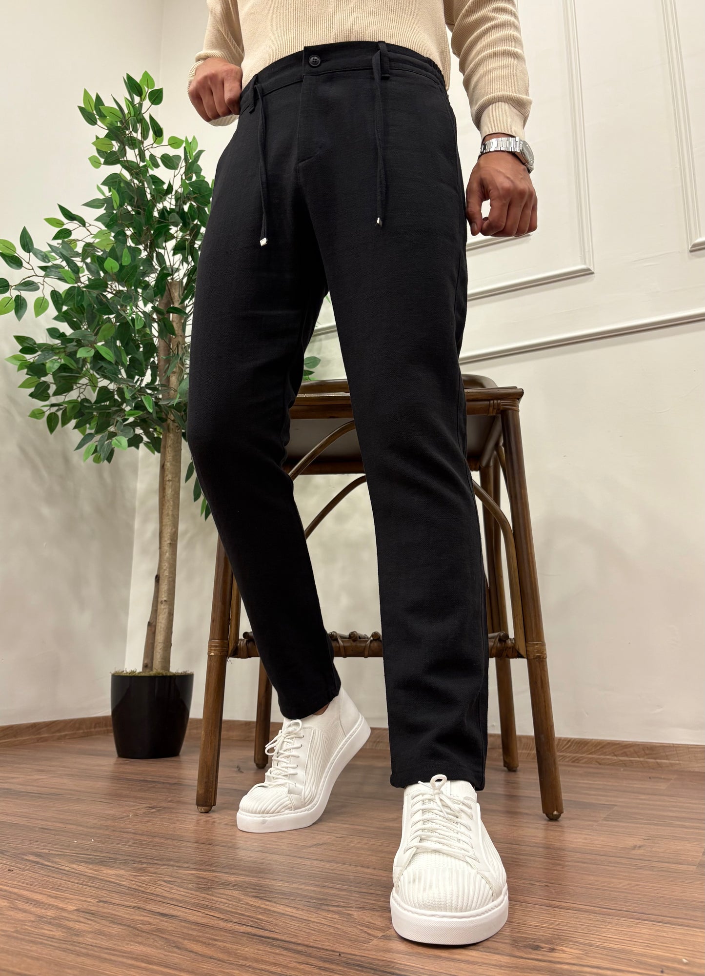 ÖRME KUMAŞ JOGGER PANTOLON SİYAH