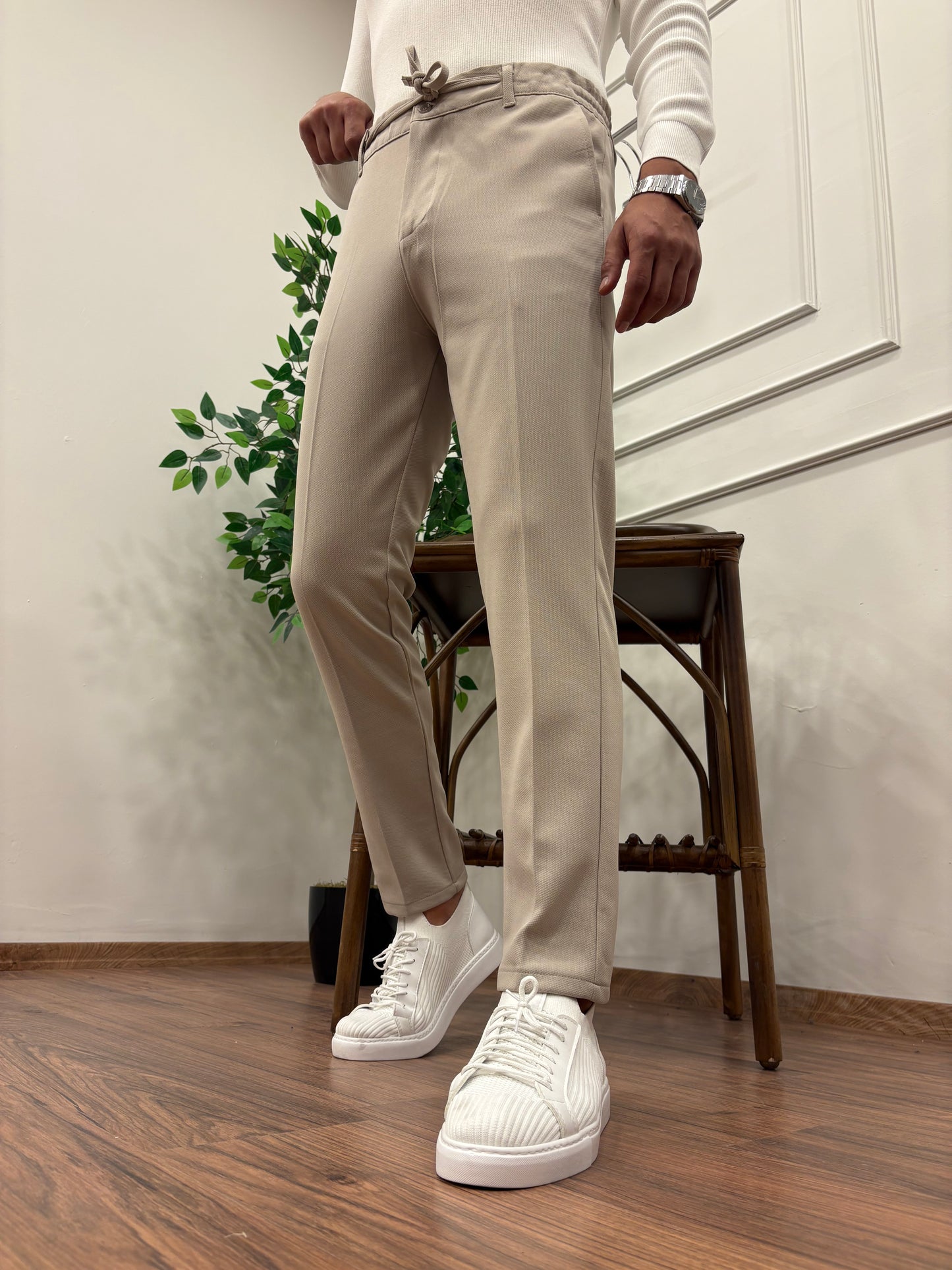 ÖRME KUMAŞ JOGGER PANTOLON BEJ