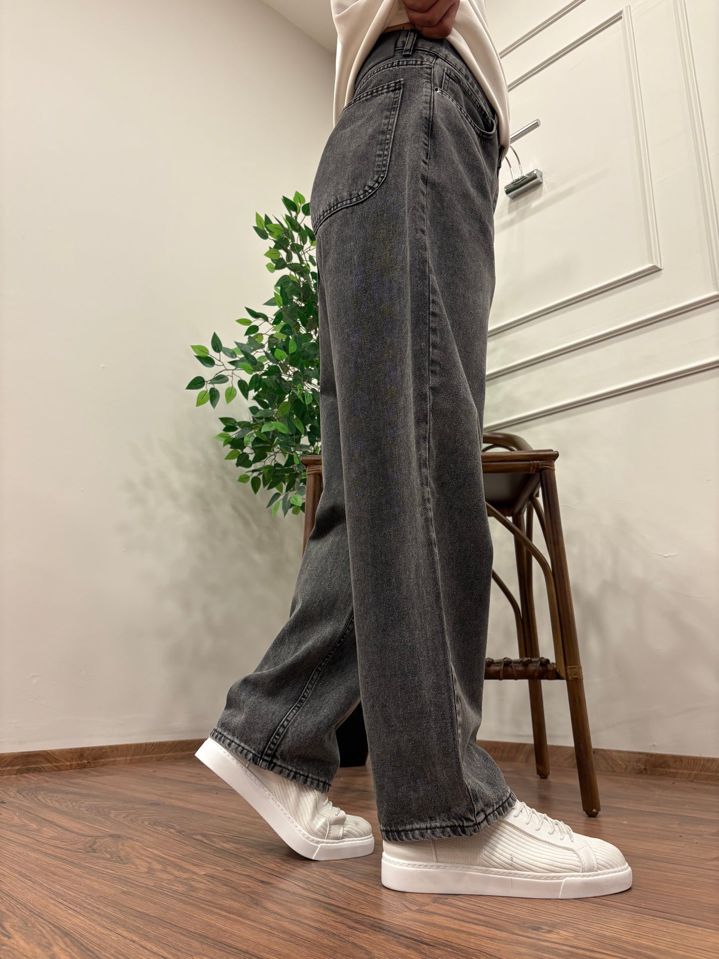 PREMİUM KALİTE SÜPER BAGGY KOT PANTOLON AÇIK ANTRASİT