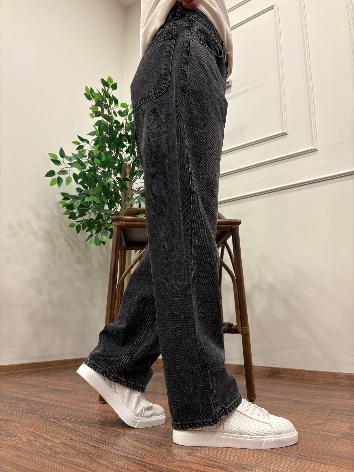 PREMİUM KALİTE SÜPER BAGGY KOT PANTOLON KAPALI ANTRASİT