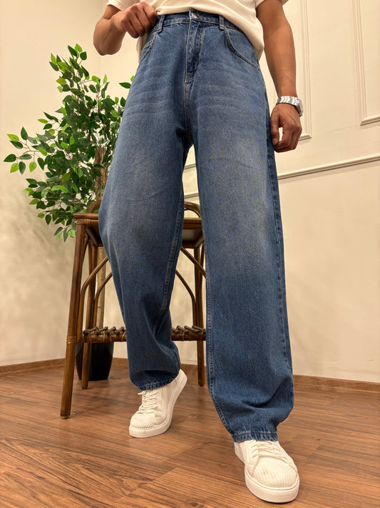 PREMİUM KALİTE SÜPER BAGGY KOT PANTOLON AÇIK MAVİ