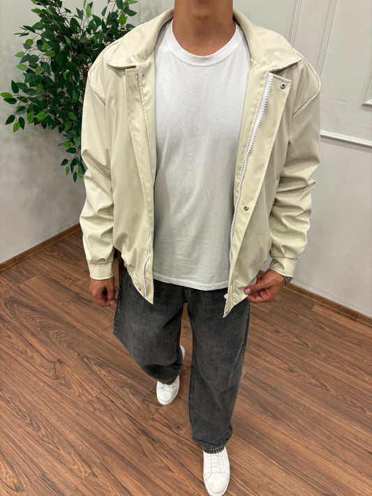 BOMBER DERİ CEKET BEJ