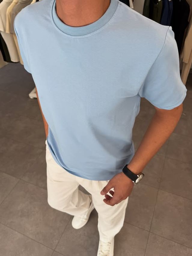 %100 Pamuk Oversize T-shirt BEBE MAVİSİ
