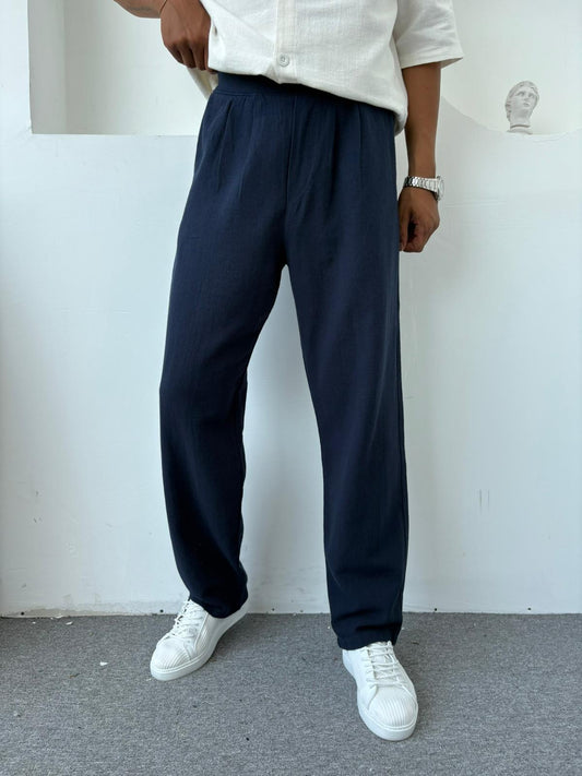 %100 PAMUK HAM KETEN SÜPER BAGGY LACİVERT