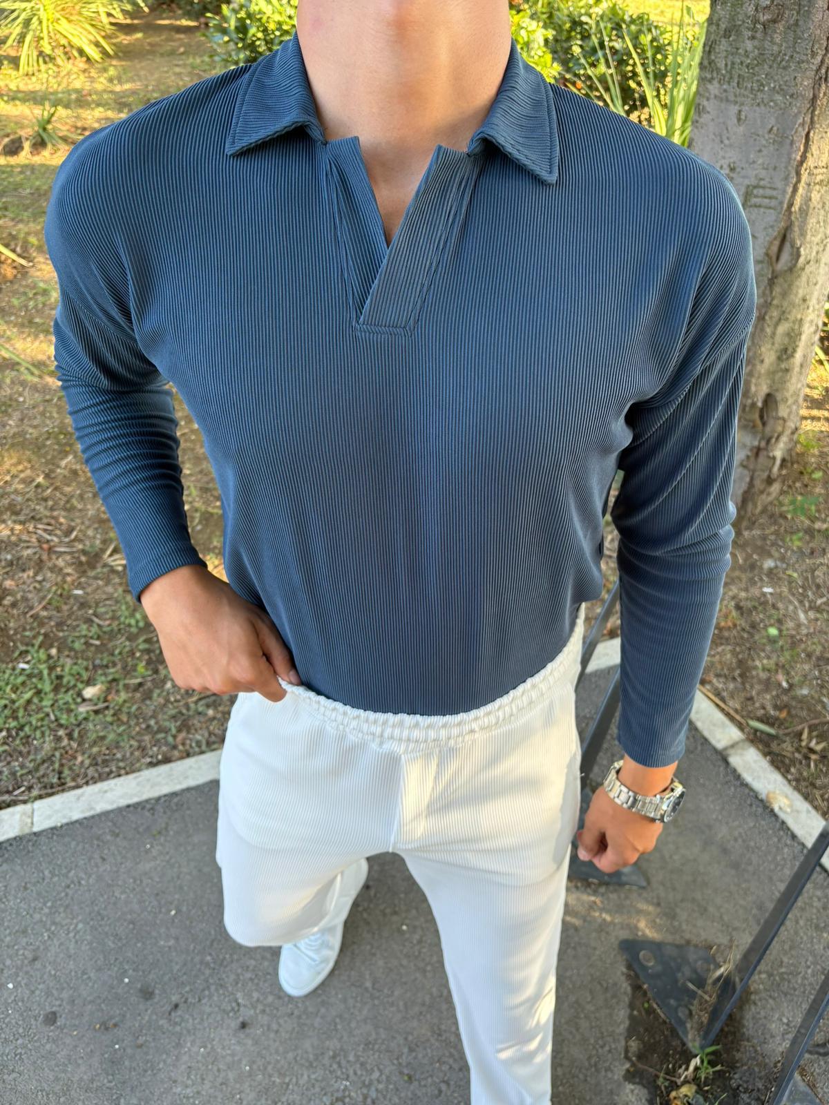 OTTOMAN POLO YAKA SWEATSHİRT PETROL YEŞİLİ