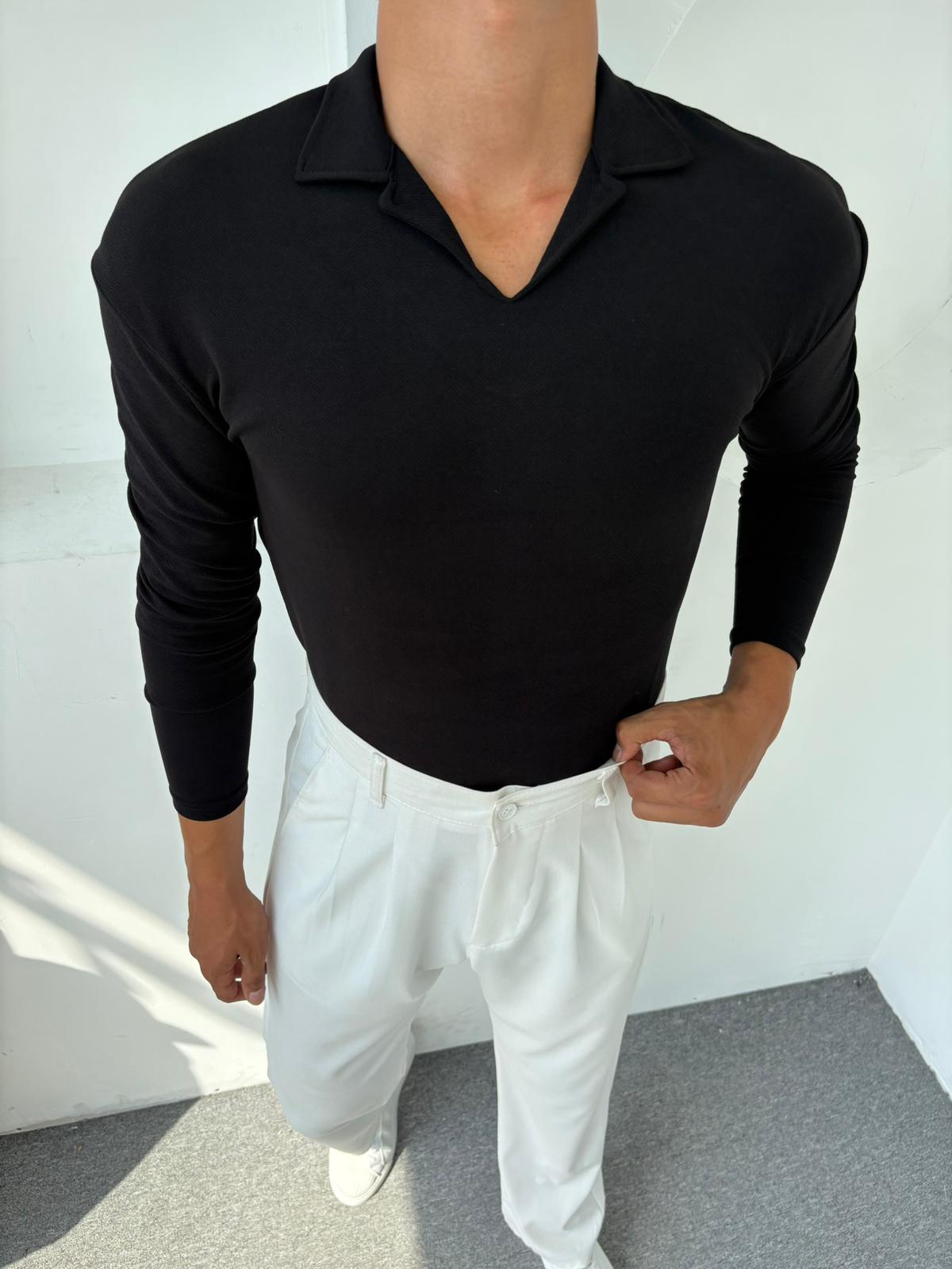 CRAP KUMAŞ HEMŞİRE YAKA SWEATSHİRT SİYAH