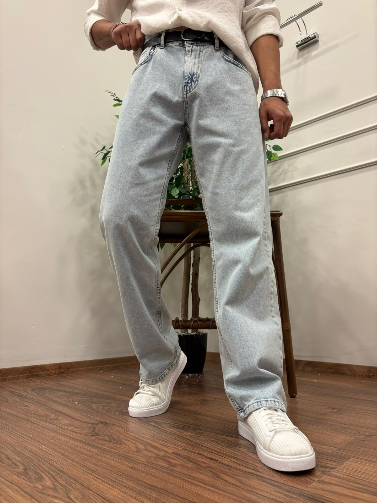 PREMİUM KALİTE BAGGY KALIP KOT PANTOLON BUZ MAVİ