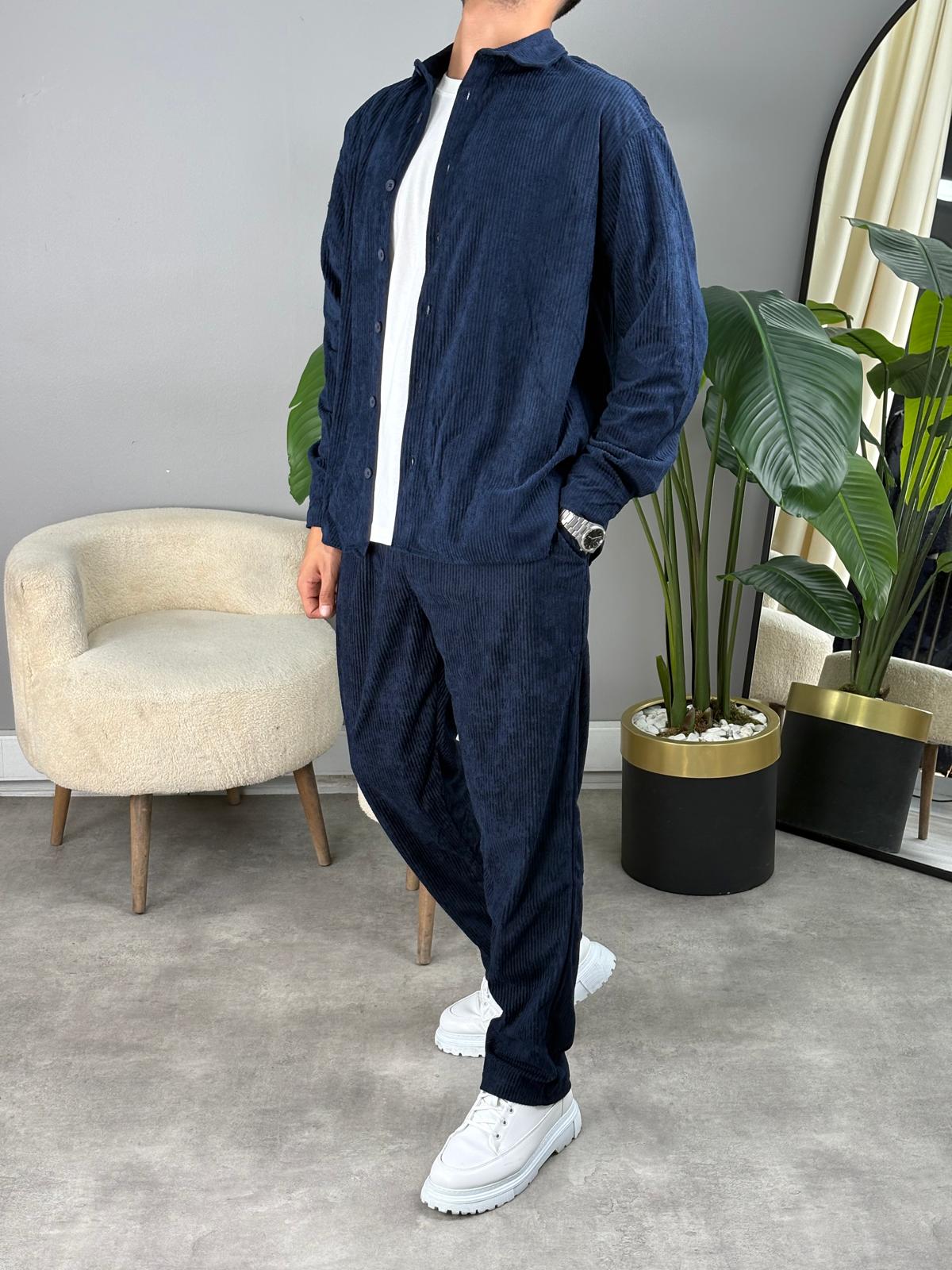 Oversize Kışlık Kadife Takım Lacivert