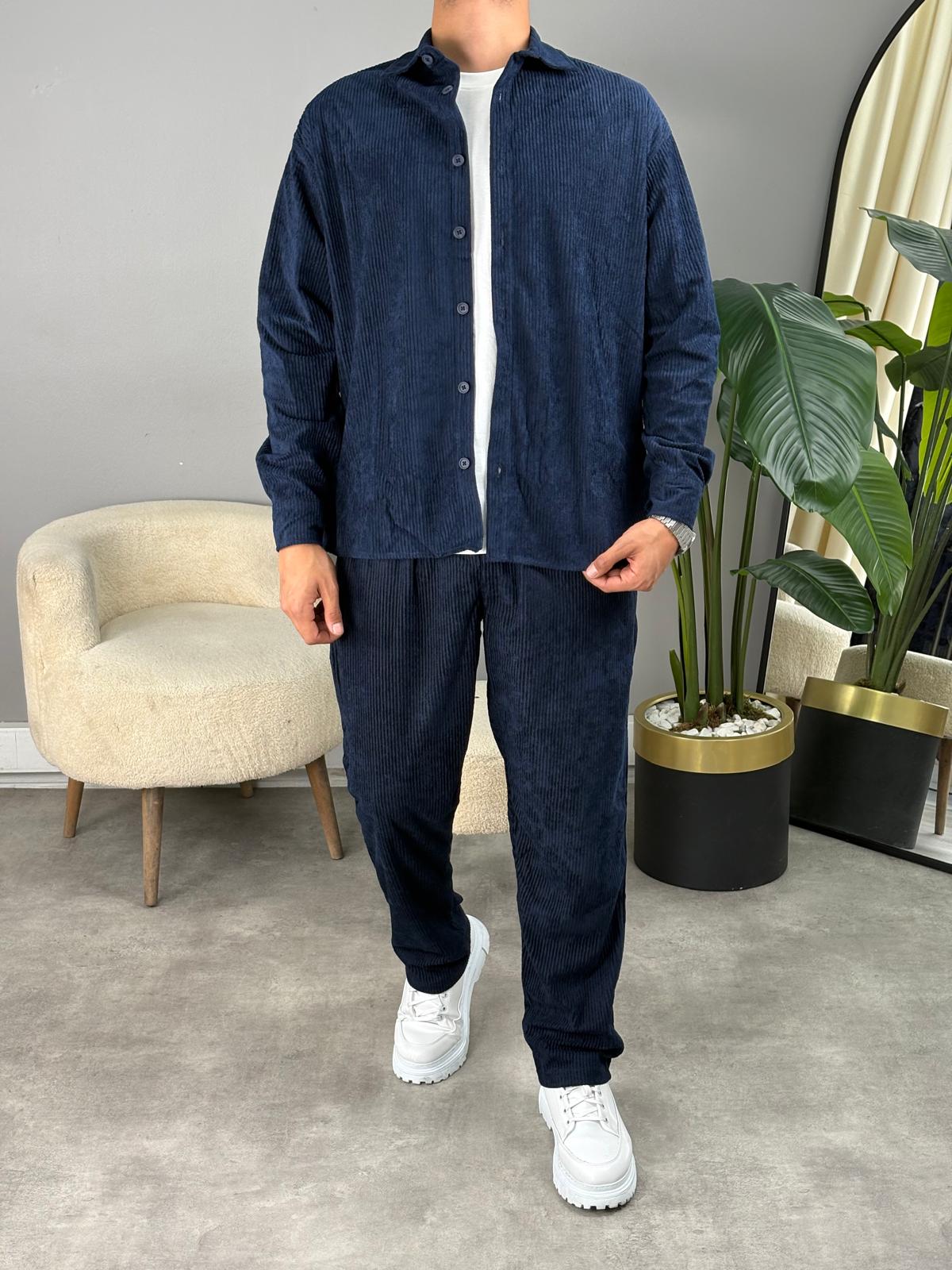 Oversize Kışlık Kadife Takım Lacivert