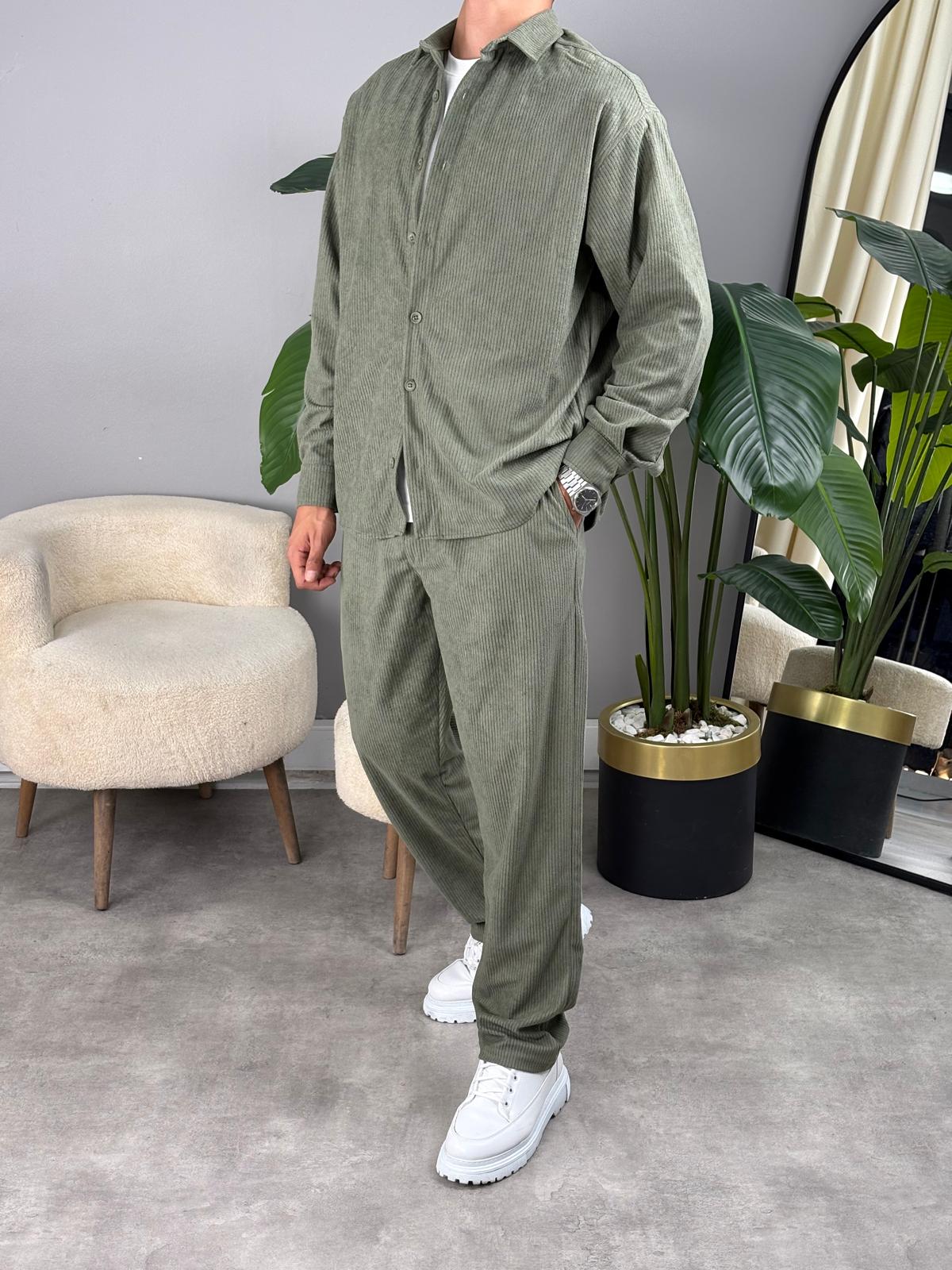 Oversize Kışlık Kadife Takım Yeşil