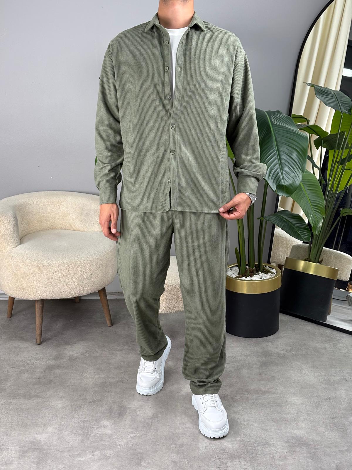 Oversize Kışlık Kadife Takım Yeşil