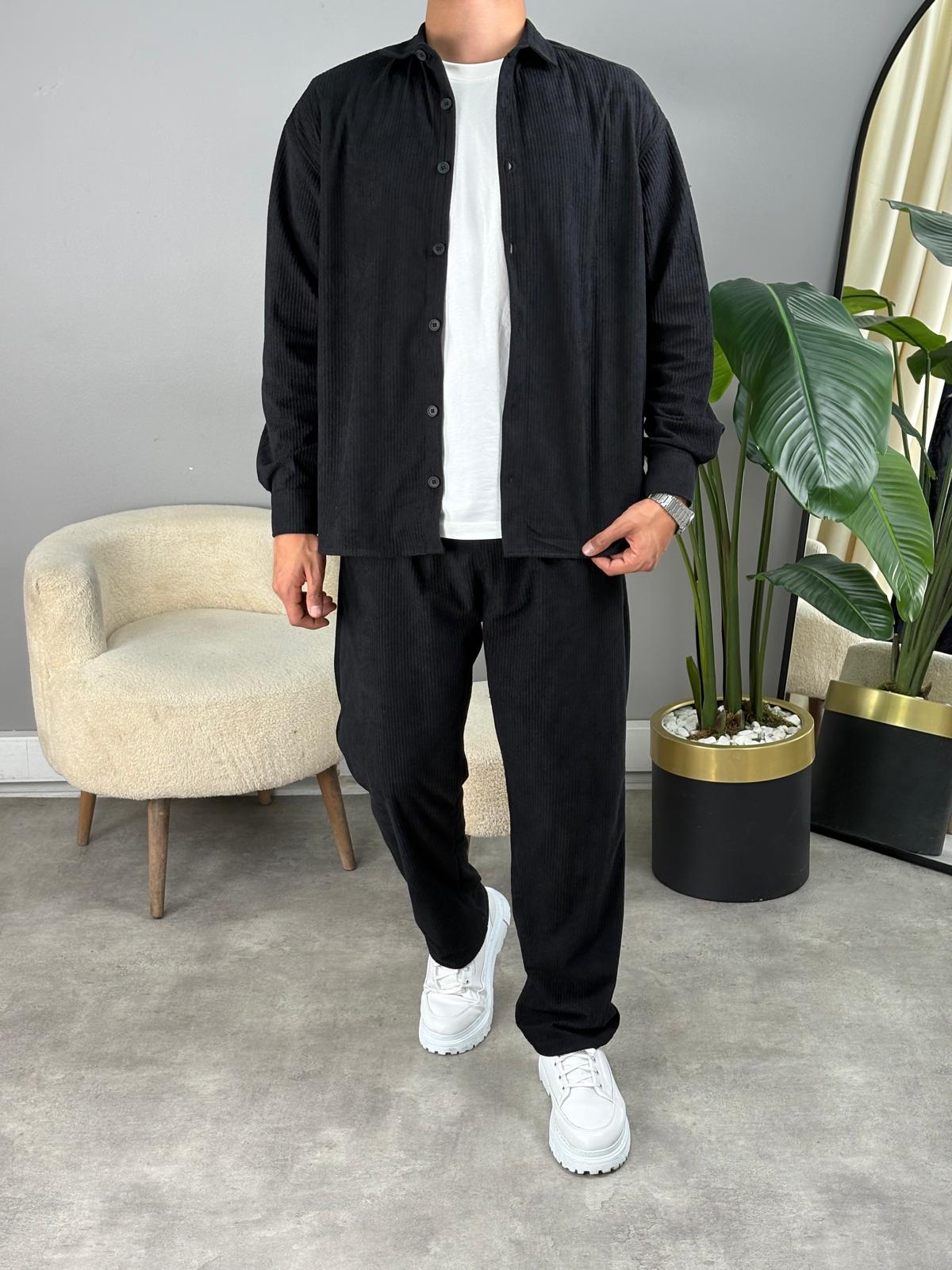 Oversize Kışlık Kadife Takım Siyah