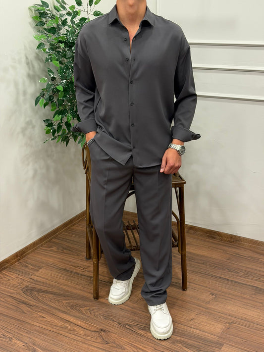 Dabıl Kumaş Gömlekli Oversize Takım ANTRASİT