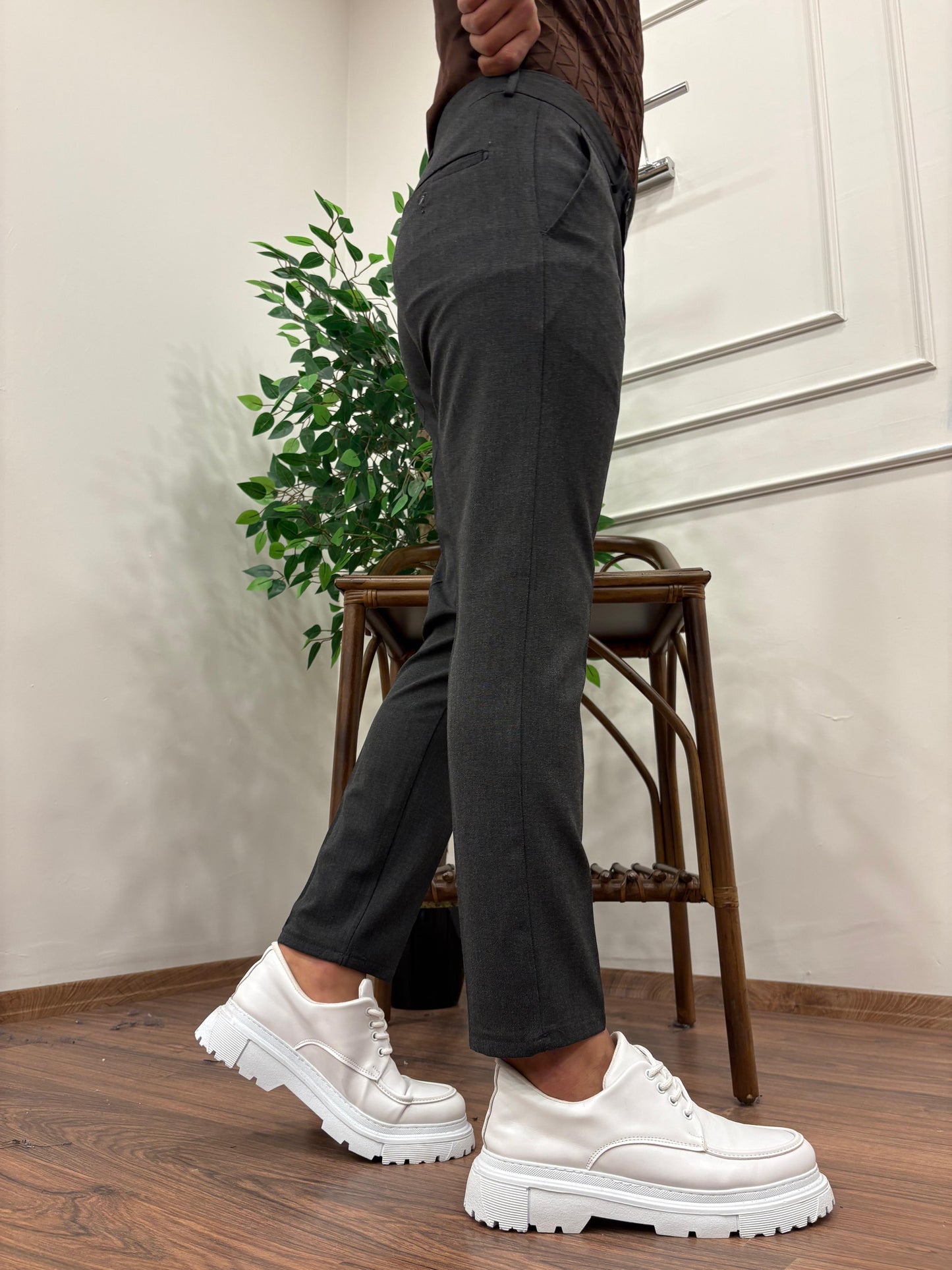 DİL DETAYLI KUMAŞ PANTOLON ANTRASİT