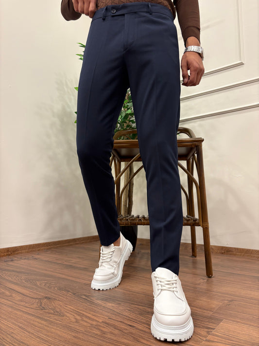 DİL DETAYLI KUMAŞ PANTOLON LACİVERT