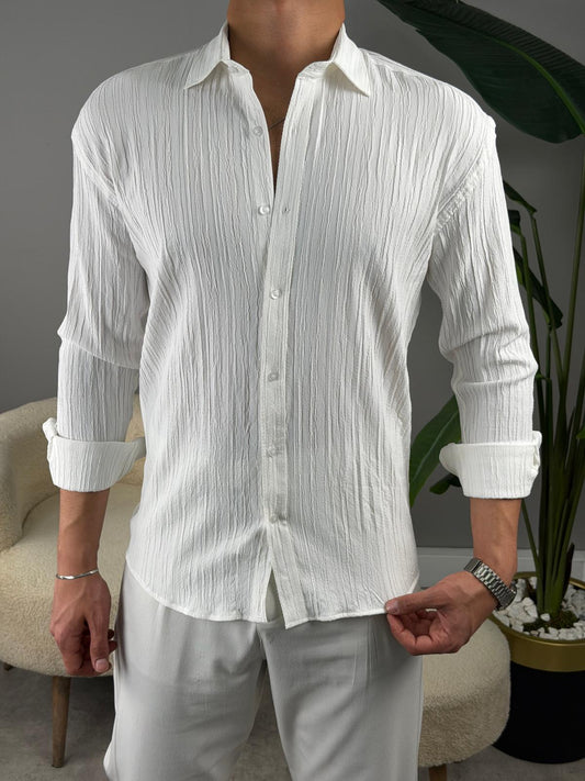 KIRIK DESEN %100 PAMUK GÖMLEK BEYAZ