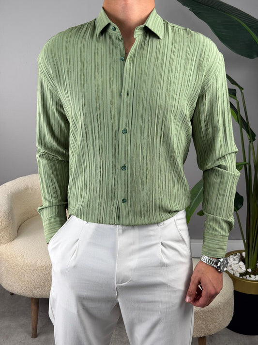 KIRIK DESEN %100 PAMUK GÖMLEK YEŞİL