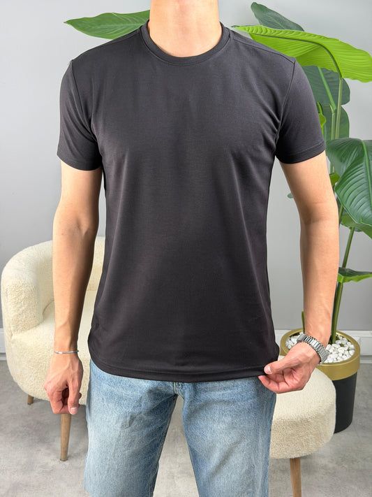 Modal Kumaş Klasik Kalıp Basic Tshirt SİYAH