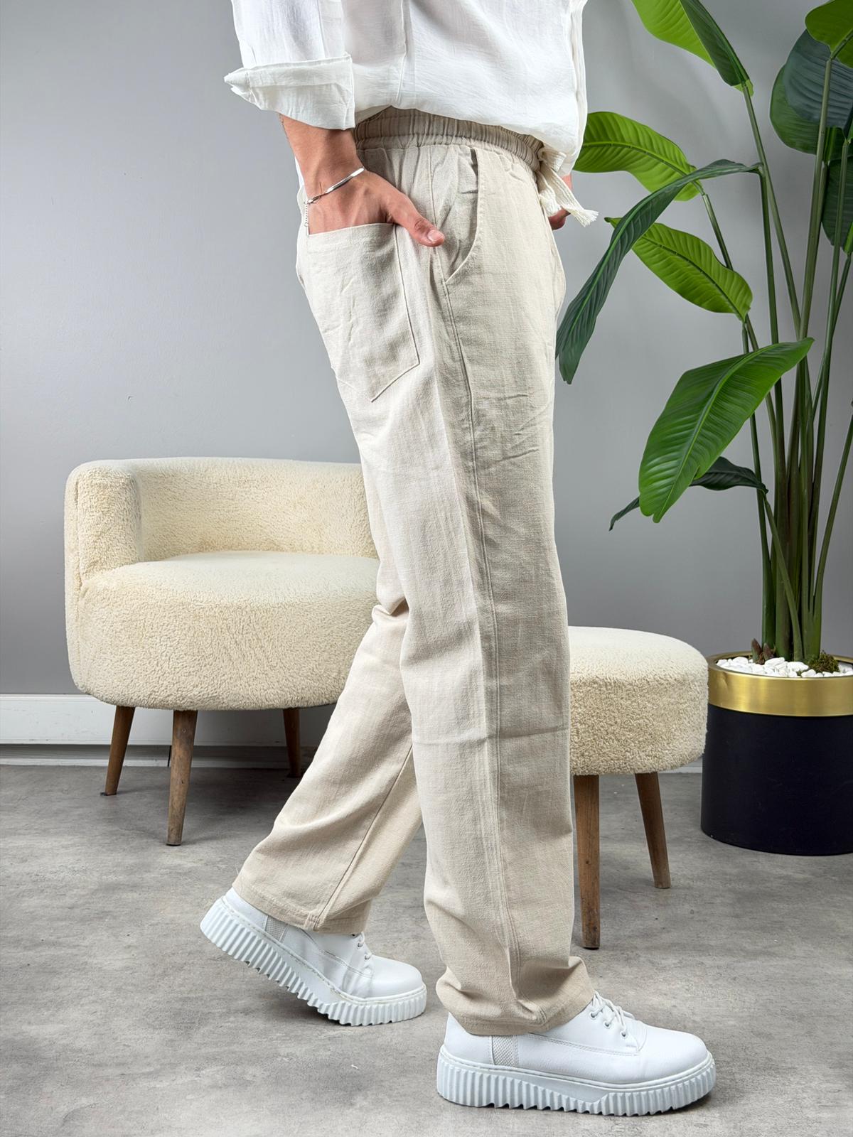 HAM KETEN BAGGY PANTOLON BEJ