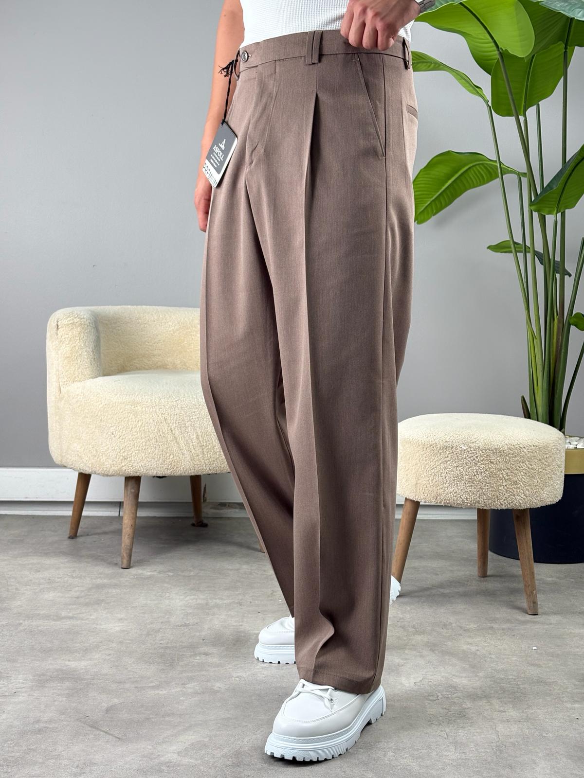 DİLLİ SÜPERBAGGY KUMAŞ PANTOLON KAHVERENGİ