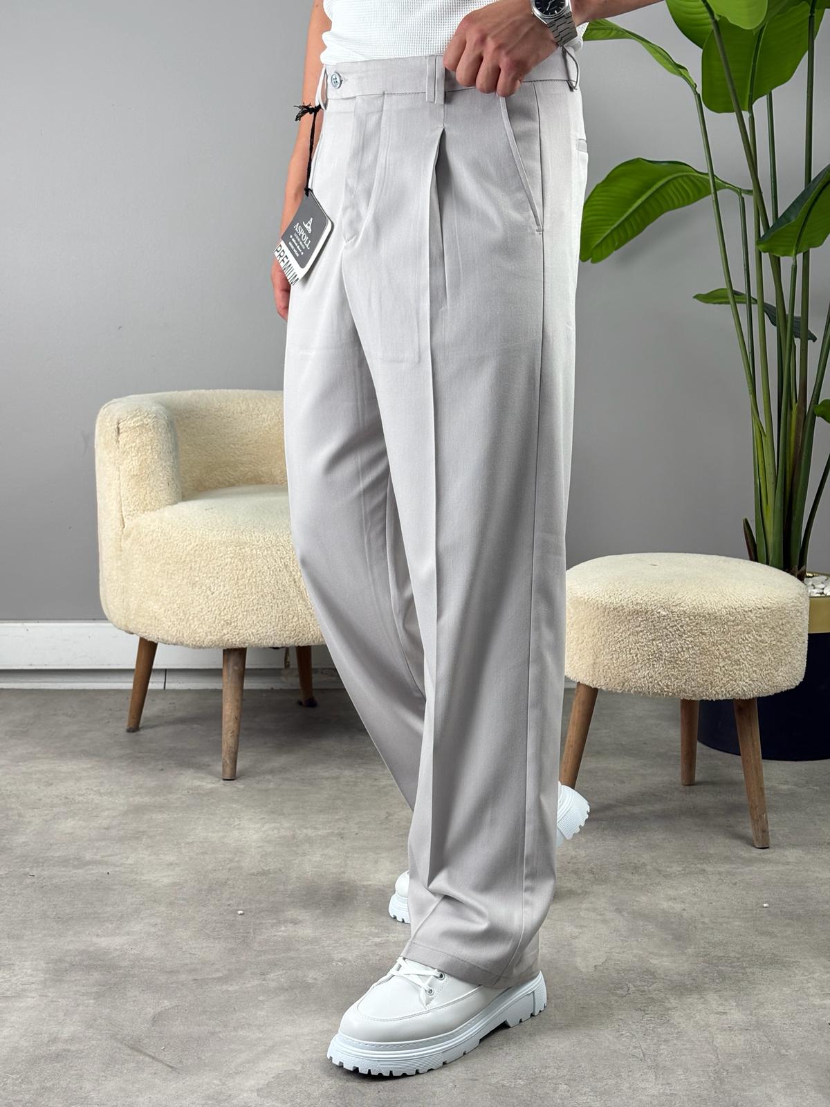 DİLLİ SÜPERBAGGY KUMAŞ PANTOLON GRİ