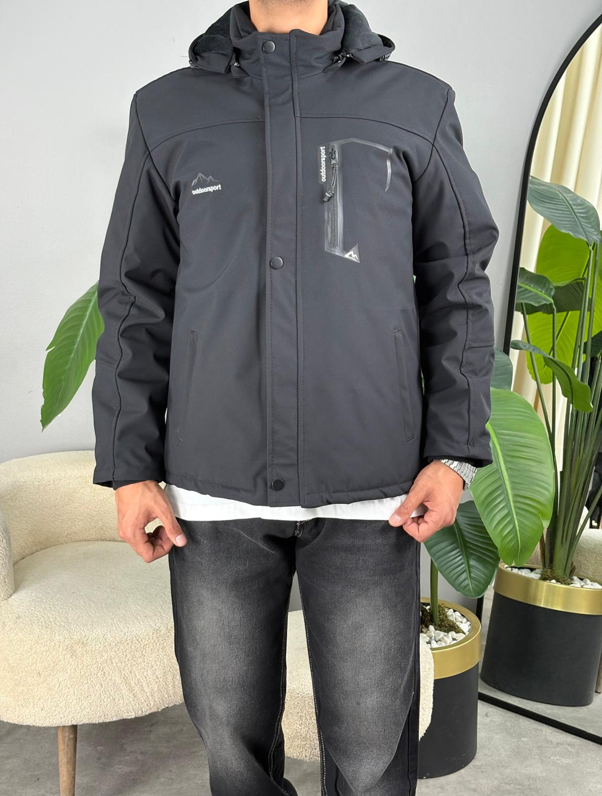 İçi Polar Softshell Mont Krem
