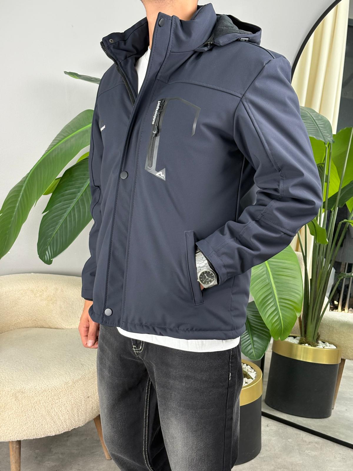 İçi Polar Softshell Mont Lacivert