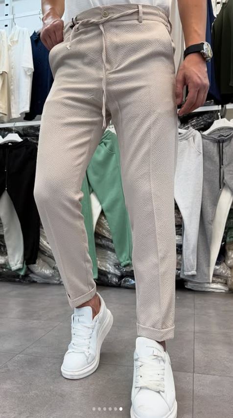 ÖRME KUMAŞ JOGGER PANTOLON BEJ